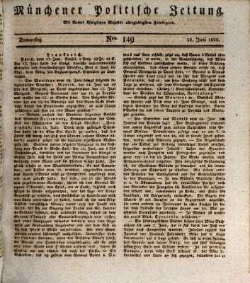 Münchener politische Zeitung (Süddeutsche Presse) Donnerstag 26. Juni 1823