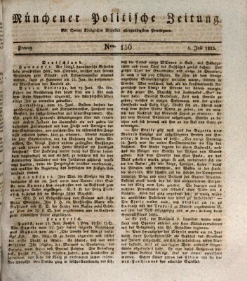 Münchener politische Zeitung (Süddeutsche Presse) Freitag 4. Juli 1823