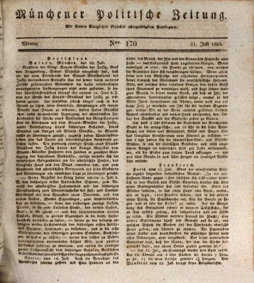 Münchener politische Zeitung (Süddeutsche Presse) Montag 21. Juli 1823