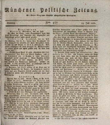 Münchener politische Zeitung (Süddeutsche Presse) Dienstag 29. Juli 1823