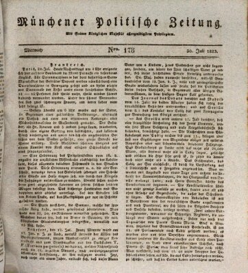 Münchener politische Zeitung (Süddeutsche Presse) Mittwoch 30. Juli 1823