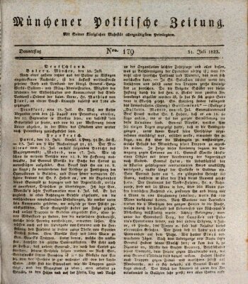 Münchener politische Zeitung (Süddeutsche Presse) Donnerstag 31. Juli 1823