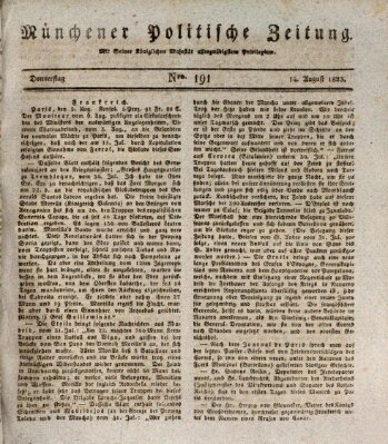 Münchener politische Zeitung (Süddeutsche Presse) Donnerstag 14. August 1823