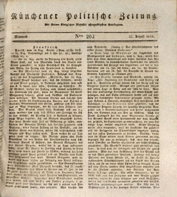 Münchener politische Zeitung (Süddeutsche Presse) Mittwoch 27. August 1823