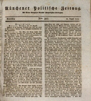 Münchener politische Zeitung (Süddeutsche Presse) Donnerstag 28. August 1823