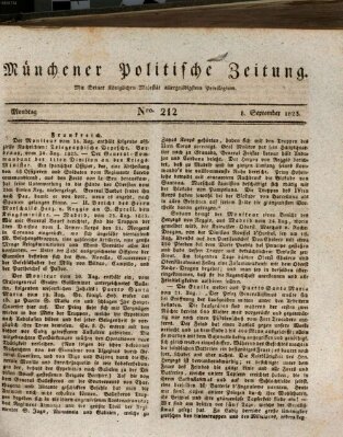 Münchener politische Zeitung (Süddeutsche Presse) Montag 8. September 1823