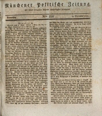 Münchener politische Zeitung (Süddeutsche Presse) Donnerstag 18. September 1823