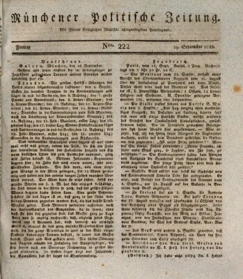 Münchener politische Zeitung (Süddeutsche Presse) Freitag 19. September 1823