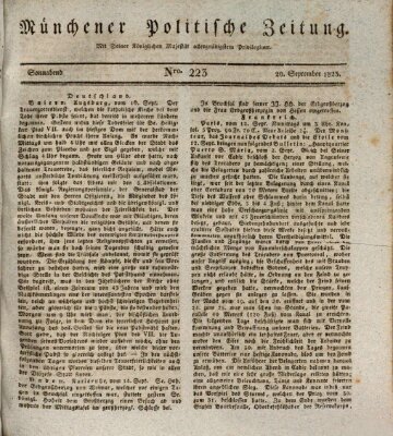 Münchener politische Zeitung (Süddeutsche Presse) Samstag 20. September 1823