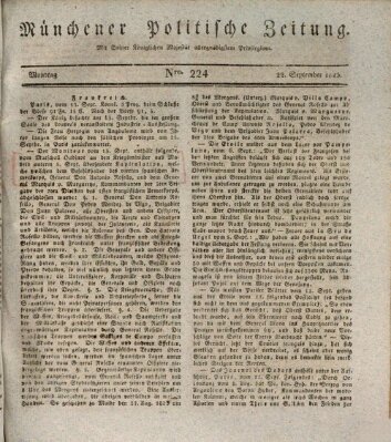 Münchener politische Zeitung (Süddeutsche Presse) Montag 22. September 1823