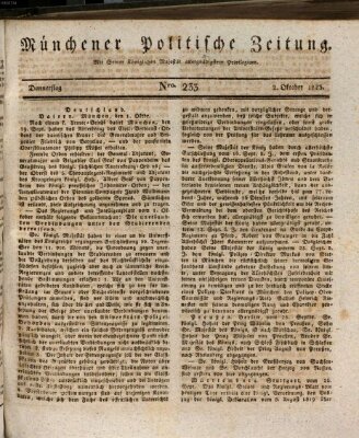 Münchener politische Zeitung (Süddeutsche Presse) Donnerstag 2. Oktober 1823