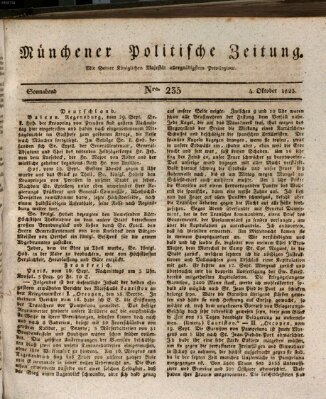 Münchener politische Zeitung (Süddeutsche Presse) Samstag 4. Oktober 1823