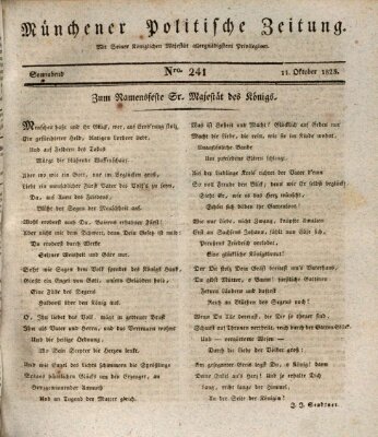 Münchener politische Zeitung (Süddeutsche Presse) Samstag 11. Oktober 1823