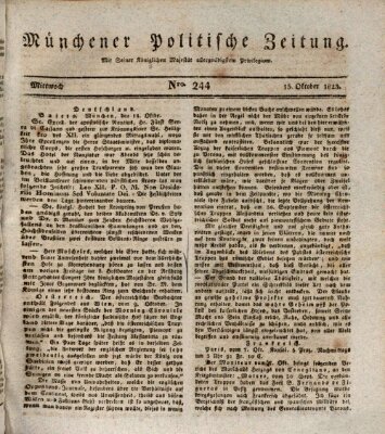 Münchener politische Zeitung (Süddeutsche Presse) Mittwoch 15. Oktober 1823