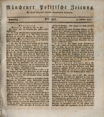 Münchener politische Zeitung (Süddeutsche Presse) Donnerstag 16. Oktober 1823