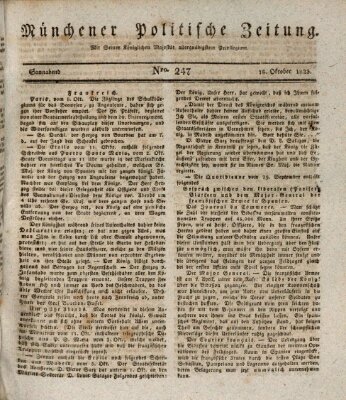 Münchener politische Zeitung (Süddeutsche Presse) Samstag 18. Oktober 1823