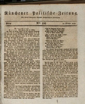 Münchener politische Zeitung (Süddeutsche Presse) Freitag 31. Oktober 1823