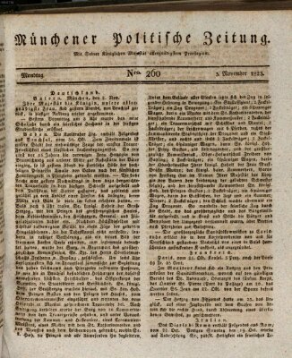 Münchener politische Zeitung (Süddeutsche Presse) Montag 3. November 1823