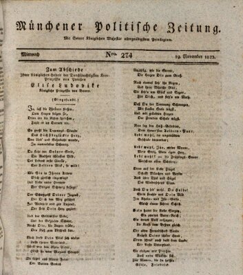 Münchener politische Zeitung (Süddeutsche Presse) Mittwoch 19. November 1823