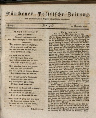 Münchener politische Zeitung (Süddeutsche Presse) Freitag 21. November 1823