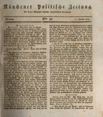 Münchener politische Zeitung (Süddeutsche Presse) Montag 12. Januar 1824