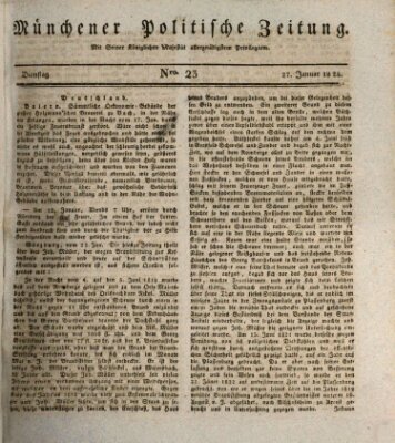 Münchener politische Zeitung (Süddeutsche Presse) Dienstag 27. Januar 1824