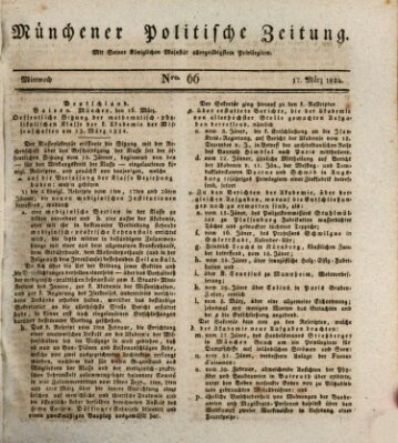 Münchener politische Zeitung (Süddeutsche Presse) Mittwoch 17. März 1824