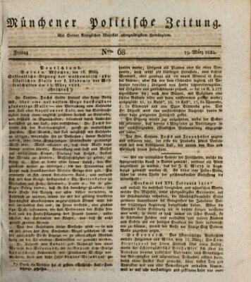 Münchener politische Zeitung (Süddeutsche Presse) Freitag 19. März 1824