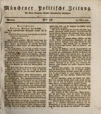 Münchener politische Zeitung (Süddeutsche Presse) Montag 29. März 1824