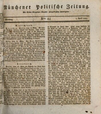 Münchener politische Zeitung (Süddeutsche Presse) Montag 5. April 1824