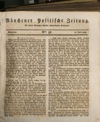 Münchener politische Zeitung (Süddeutsche Presse) Samstag 24. April 1824