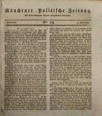 Münchener politische Zeitung (Süddeutsche Presse) Samstag 12. Juni 1824