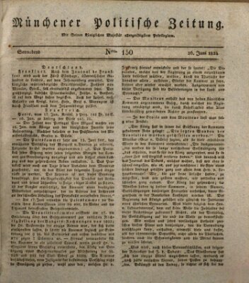 Münchener politische Zeitung (Süddeutsche Presse) Samstag 26. Juni 1824