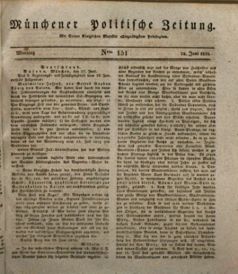 Münchener politische Zeitung (Süddeutsche Presse) Montag 28. Juni 1824