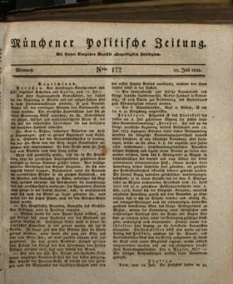 Münchener politische Zeitung (Süddeutsche Presse) Mittwoch 28. Juli 1824