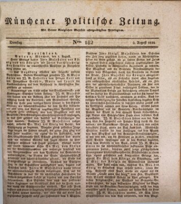 Münchener politische Zeitung (Süddeutsche Presse) Dienstag 3. August 1824