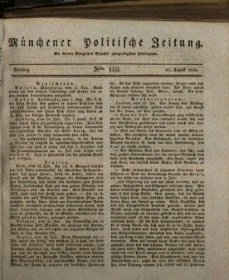 Münchener politische Zeitung (Süddeutsche Presse) Dienstag 10. August 1824