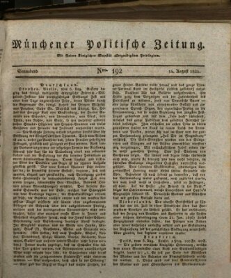 Münchener politische Zeitung (Süddeutsche Presse) Samstag 14. August 1824