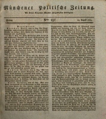 Münchener politische Zeitung (Süddeutsche Presse) Freitag 20. August 1824