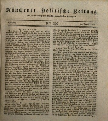 Münchener politische Zeitung (Süddeutsche Presse) Dienstag 24. August 1824