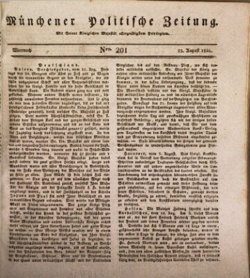 Münchener politische Zeitung (Süddeutsche Presse) Mittwoch 25. August 1824