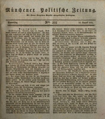 Münchener politische Zeitung (Süddeutsche Presse) Donnerstag 26. August 1824