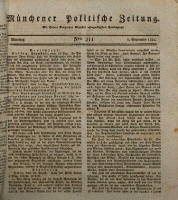 Münchener politische Zeitung (Süddeutsche Presse) Montag 6. September 1824