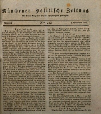 Münchener politische Zeitung (Süddeutsche Presse) Mittwoch 8. September 1824