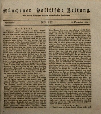 Münchener politische Zeitung (Süddeutsche Presse) Samstag 18. September 1824