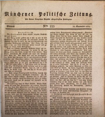 Münchener politische Zeitung (Süddeutsche Presse) Mittwoch 22. September 1824