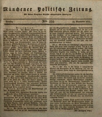 Münchener politische Zeitung (Süddeutsche Presse) Dienstag 28. September 1824