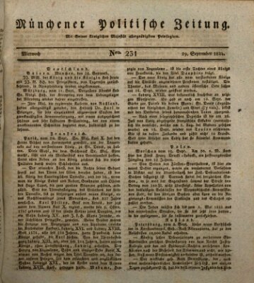 Münchener politische Zeitung (Süddeutsche Presse) Mittwoch 29. September 1824