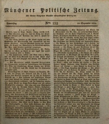 Münchener politische Zeitung (Süddeutsche Presse) Donnerstag 30. September 1824