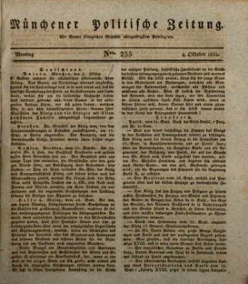 Münchener politische Zeitung (Süddeutsche Presse) Montag 4. Oktober 1824